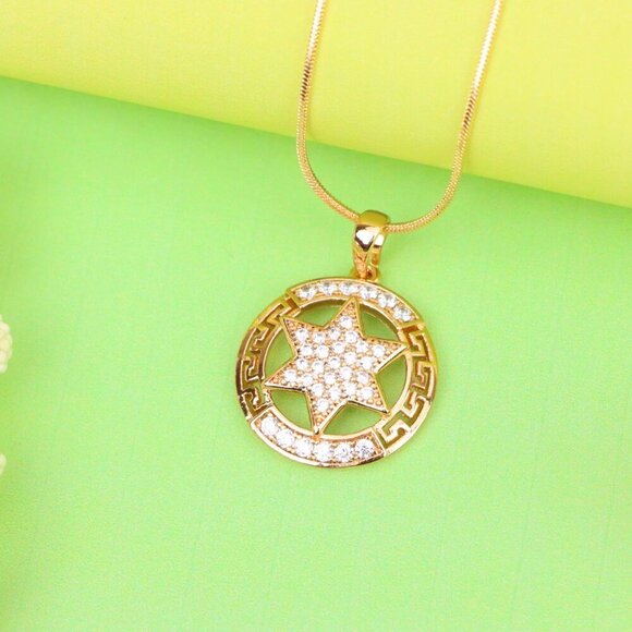 "Sparkling Starburst Circle Rose Gold Pendant, XPPT1317 - Picture 12 of 12